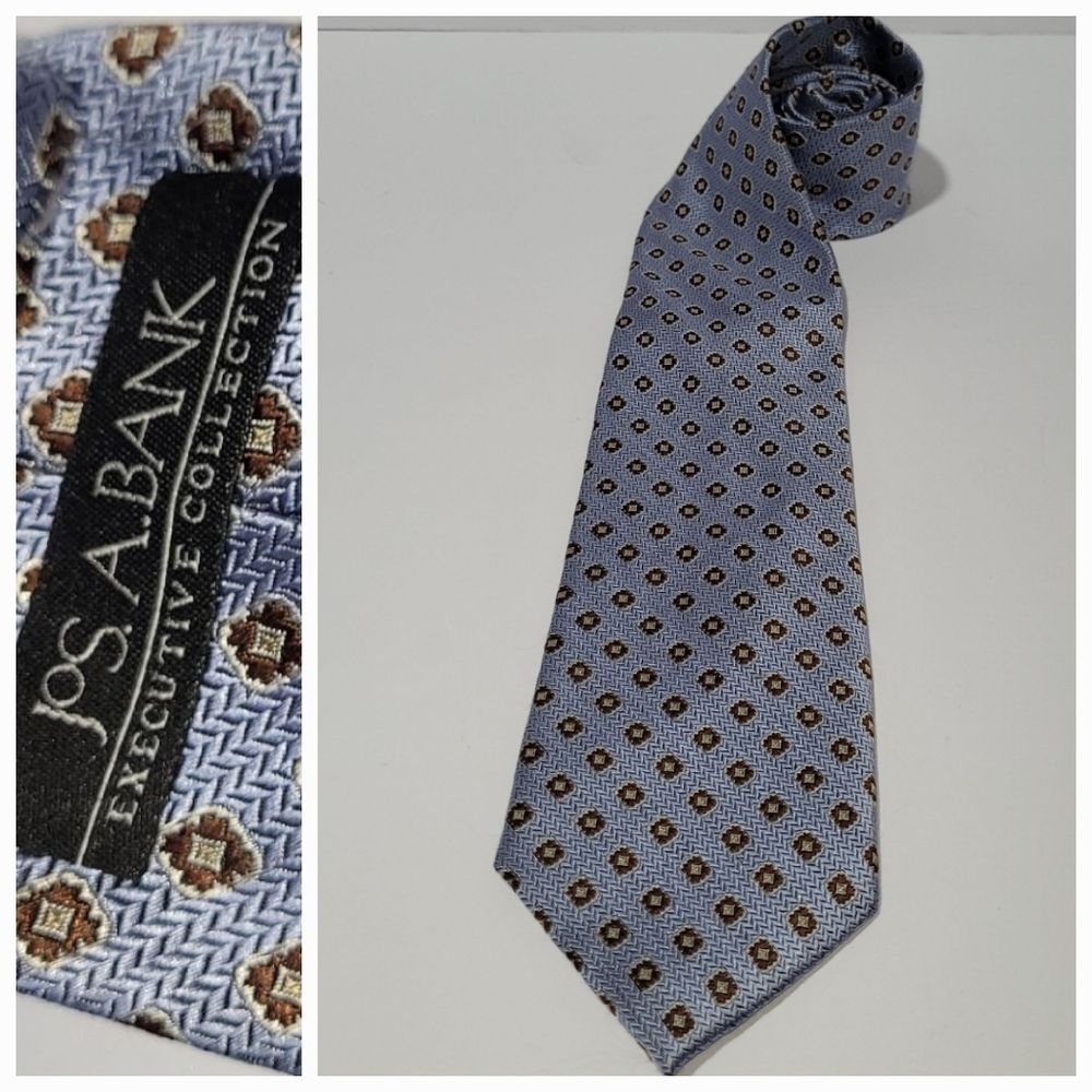 Jos. A. Bank Long 100% Silk Blue Patterned Men's Tie